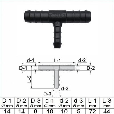 1 2 3 5 oder 10 Stck T-Schlauchverbinder 14 mm 8 mm 14 mm RGV T Stück reduziert