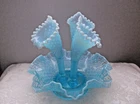 Vintage Fenton Blue Epergne Opalescent Diamond Hobnail Glass 9.25”H