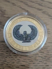 2013 Cook Islands $1 Coin Treasures Of Ancient Egypt WINGED ISIS Gold Plated