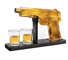 Gifts for Men Dad, 10.1 Oz Whiskey Bourbon ￼Decanter Set with 2 Glasses, Unique