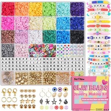 Clay Beads Bracelet Making Kit - 5000 Pcs DIY Flat Beads for Girls