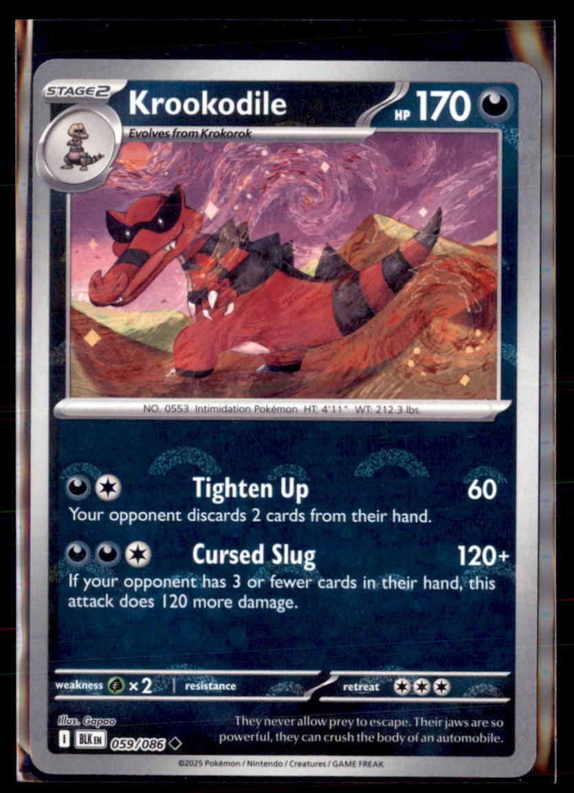 Pokemon Krookodile 059/086 Black Bolt Poke ball Holo