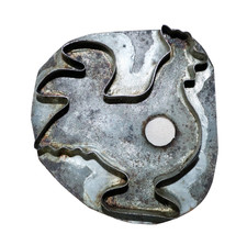 Folk Art Rooste ~ Flat Back Tin Cookie Cutter With Handle Primitive Antique /A