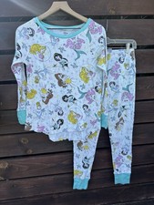Disney Princess Mermaid Cinderella Snow White Waffle Thermal Pajamas Small