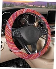 Boho Steering Wheel Cover with Baja Blanket Cloth - Ethnic Style Rosy Clouds