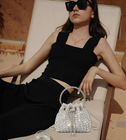 Sweetovo Sparkly Diamond Evening Bag Clutch 6.69 x 4.33 x 5.91 inches, Silver