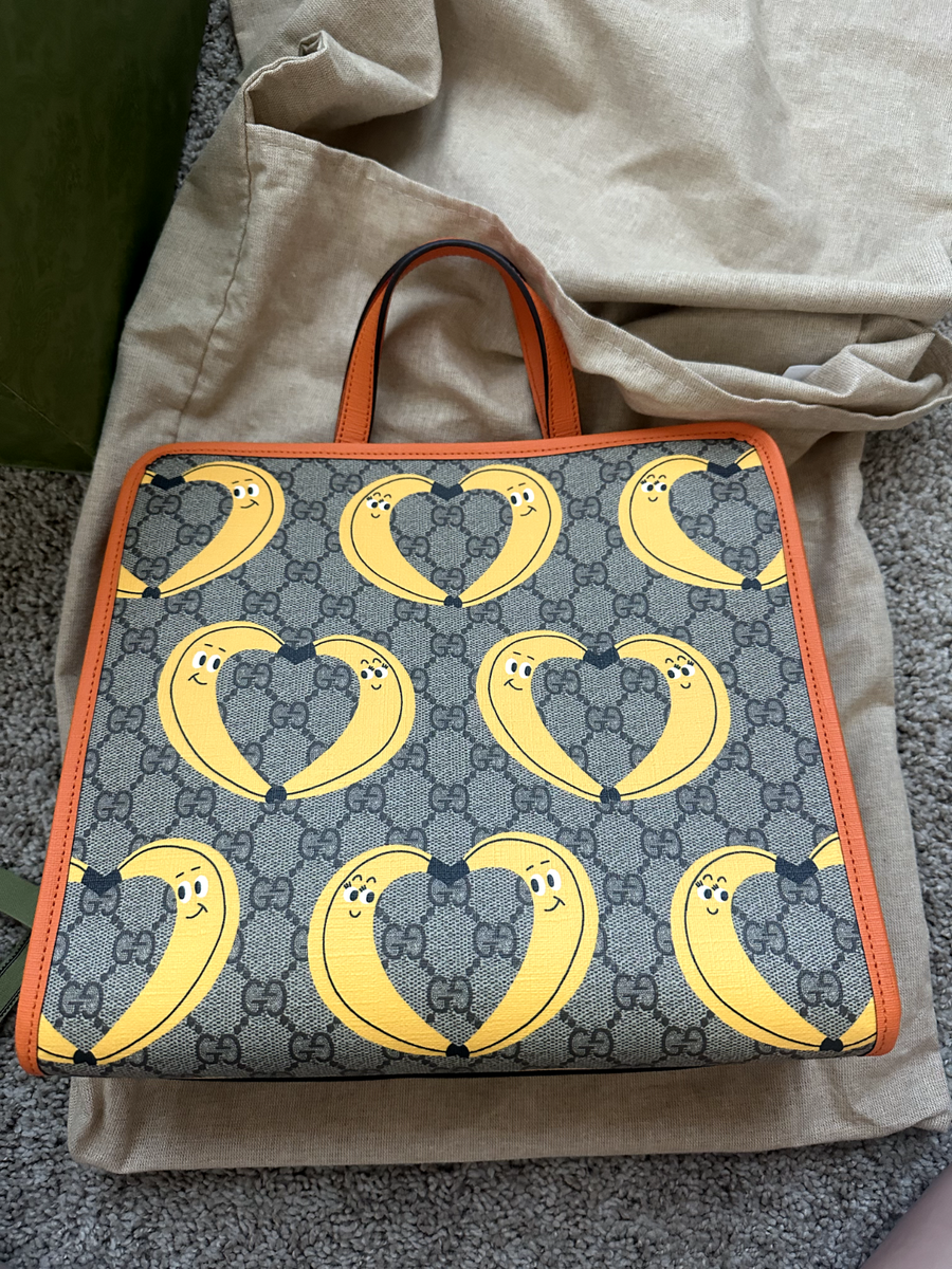 GUCCI Children's GG Supreme Tote Bag Handbag, Lesson Banana Print
