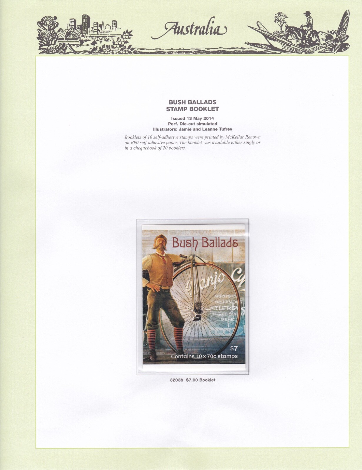 AD1182) Australia 2014 Bush Ballads $7 Booklet, P&S Strip of 5, & Collector Pack