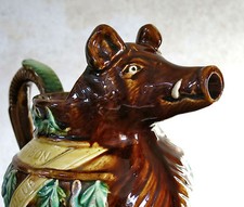 PICHET SANGLIER, zoomorphe, cochon, pichet barbotine, TOUT EN EST BON, ANCIEN .