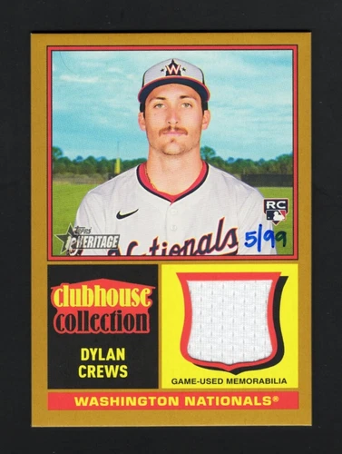 2025 Topps Heritage Dylan Crews Clubhouse Collection Gold Relic /99 (RC) - Picture 1 of 2