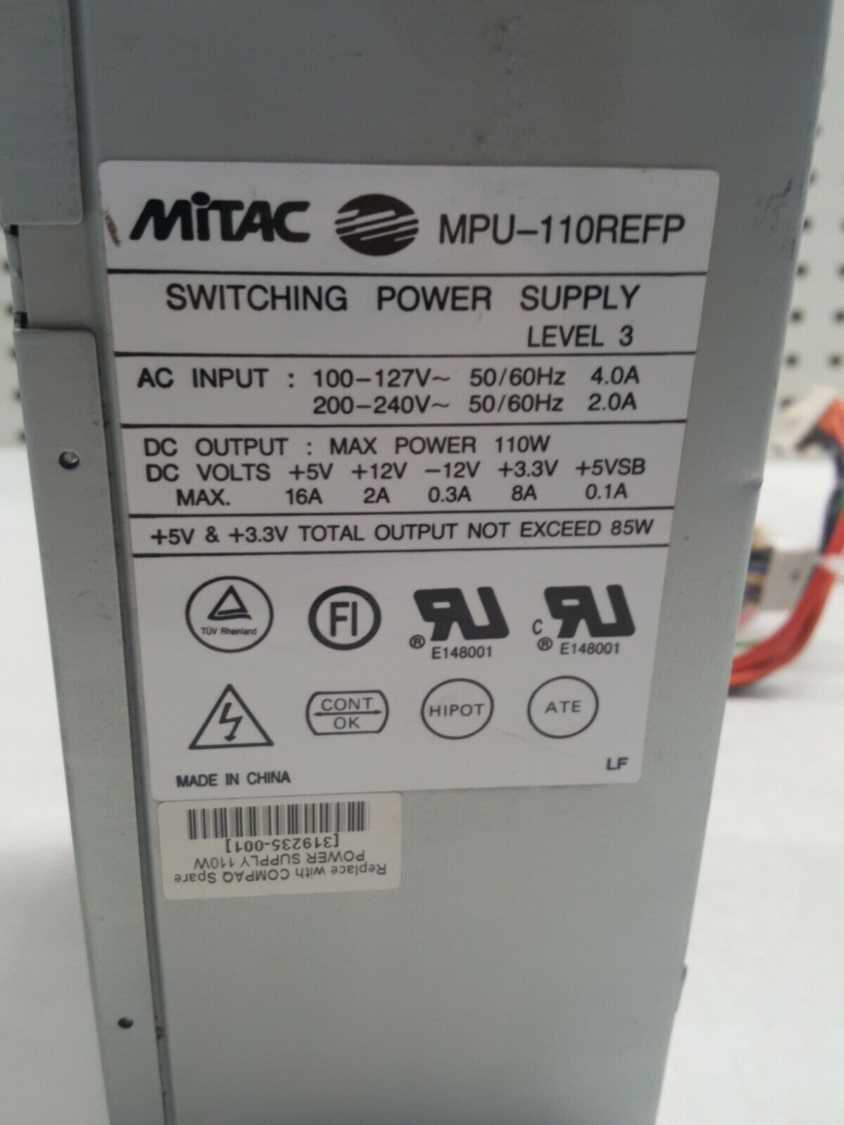 MITAC MPU-110REFP 110W MAX POWER 319235-001