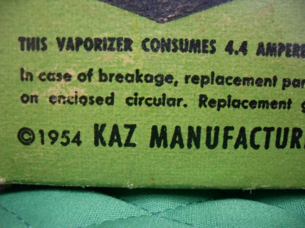 Vintage 1954 Kaz Electric Vaporizer No. 55B Working Original Box 3239