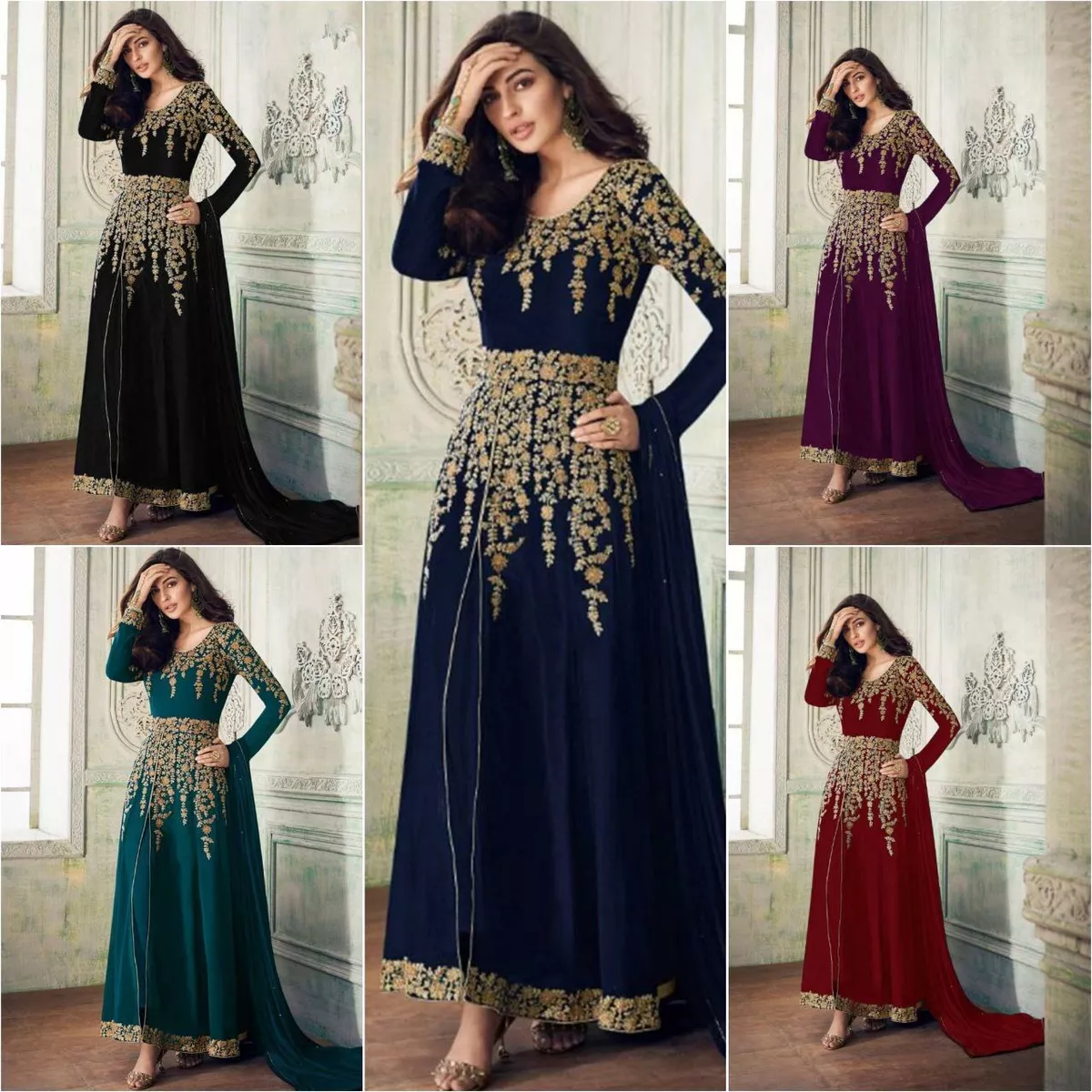 Women Anarkali Kurta Palazzo Salwar Kameez Dupatta Beautiful Long Gown