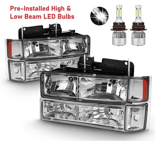 FLEETWOOD DISCOVERY 1999 2000 2001 2002 LED CHROME HEADLIGHTS HEAD LAMPS LIGHTS