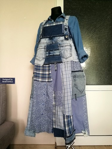 PLUS SIZE DENIM PINAFORE DRESS 3XL MAXI COTTON OVERALL DRESS LOOSE JUMPER DRESS - Picture 4 of 16
