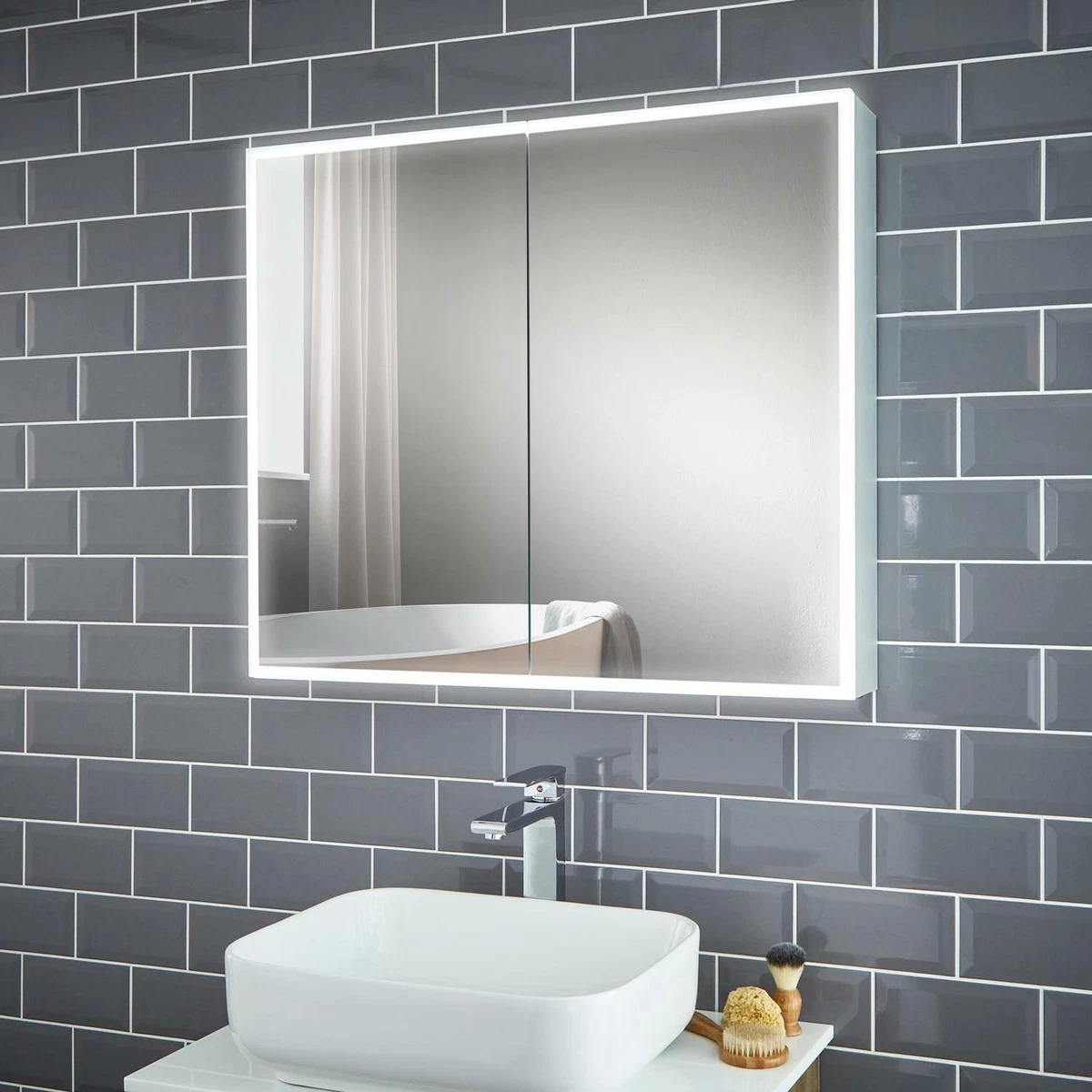 Marcel Led Illuminated Bathroom Cabinet Mirror With Shaver Socket ...