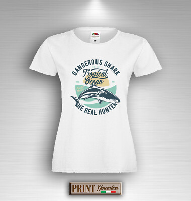 Schickes T-Shirt Ozean Gefährlicher Hai Strand Angst Blut Mode Slim Herren Damen