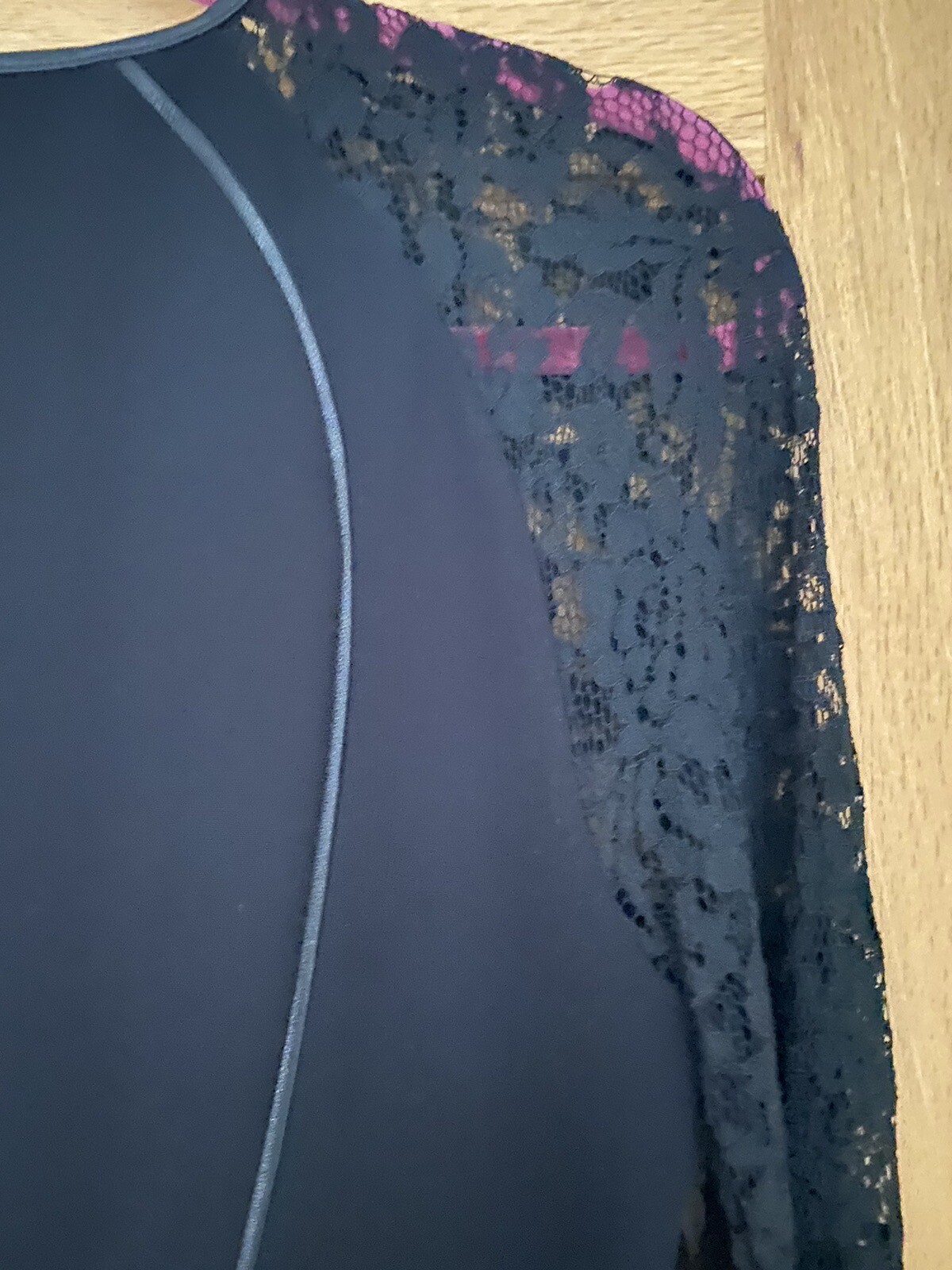 WHISTLES Black "Malou" Dress with Lace Sleeves Cocktail Party Size 14