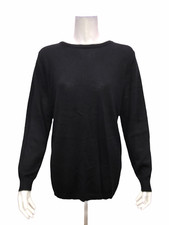 Joan Rivers Crew Neck Sweater with Back Button Detail Black Medium Size