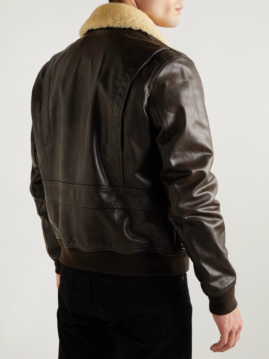 BELSTAFF Carrier Shearling Full-Grain Leather Aviator Bomber