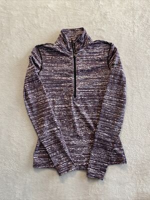 Nike Pro 1/2 Zip Pullover Heather Grey/Purple Women's XS Subtle Print 849315-530