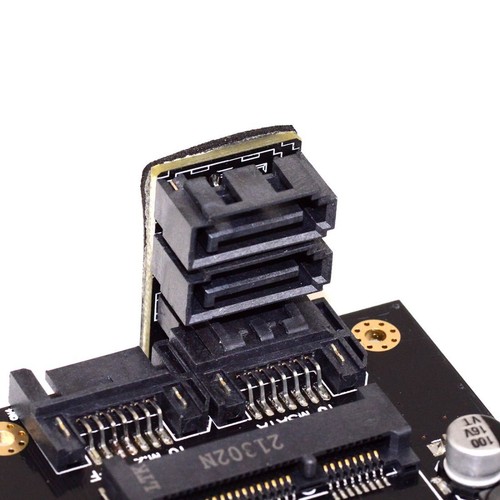 Cablecy Dual SATA Male to Female 360 Degree Angled Adapter for Motherboard - Picture 5 of 6