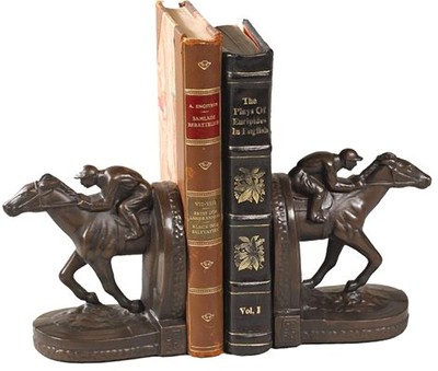 Bookends Bookend Lodge Horseshoe Rider Cast Resin Hand-Cast Hand-Painted