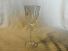 Vintage Clear Crystal Aperitif or Cordial Glass Engraved Design 5.625" Tall