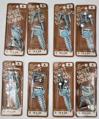 Midwest Fastener #14 X 3/4'' Sheet Metal Screws Hex Head Slotted 4 Pk Lot of 9