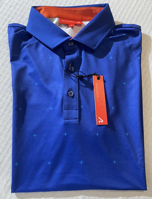 Redvanly Golf Shirt Sheridon Polo Print Size Medium Olympic Blue Polyester NWT