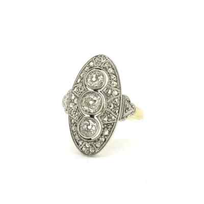 1.50Ct Vintage Style Round Lab-Created Diamond Navette Cluster 925 Silver Ring