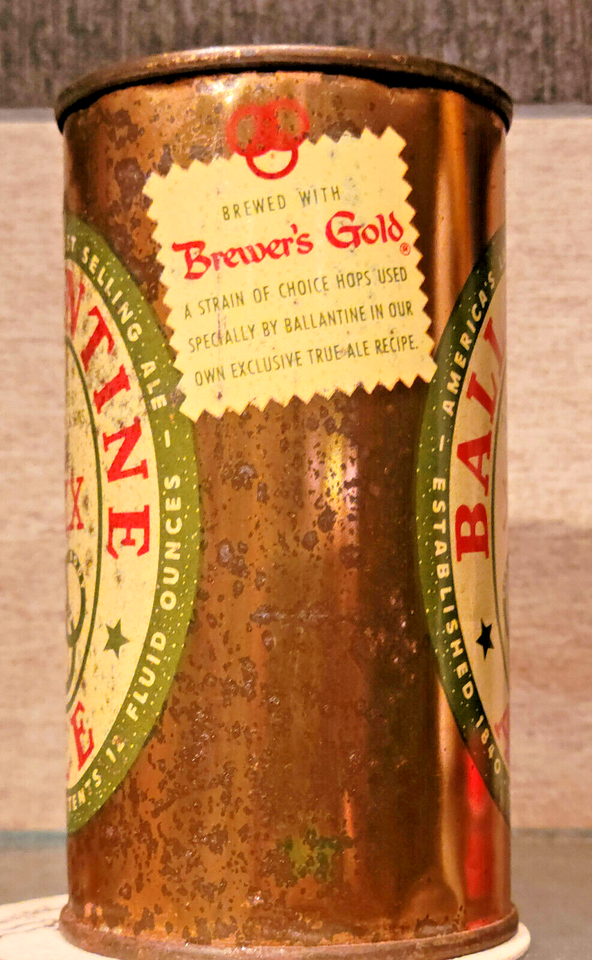 1958 BOTTOM OPEN BALLANTINE FLAT TOP BEER CAN NEWARK NEW JERSEY BREWERS