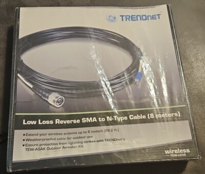 New TRENDNET TEW-L208 Reverse SMA TO N-TYPE CABLE, 8 METERS 