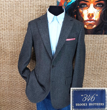 BROOKS BROS. 346 Men  s Size 38R FALL  WINTER Wool Sport Coat Dark Gray Pin Dot