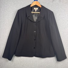 Talbots Blazer Womens Size 16 Black 4 Button Lined Professional Career Jacket