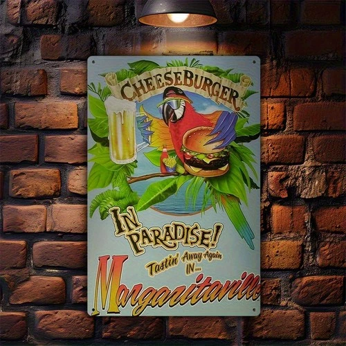 Vintage Margaritaville Cheeseburger Beer Tin Metal Signs Home Décor 8x12