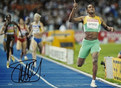 Caster Semenya signiert Olympia Gold WM Foto Unterschrift Autogramm signed (30)