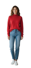 Designer Originals Women's Sweater Sz PM Red Mock Neck Pullover VINTAGE HOLIDAY