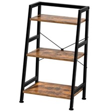 3-Tier Bookshelf, Ladder Shelf, 3 Tier 11.8"D x 16.5"W x 31.3"H Rustic Brown