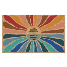 Boho Sunshine Christian Welcome Door Mat, Funny I Am Blessed Coming in Out De...
