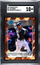 2020 Panini Donruss Optic #62 Luis Robert RED CRACKED ICE PRIZM /7 SGC 10 RC