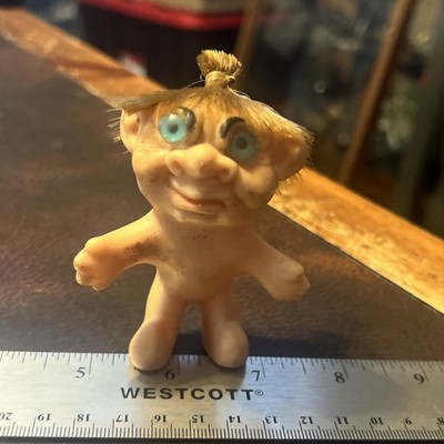 VTG 1960s MARX TOYS RUBBER CAVE MAN TROLL FIGURE W/ RARE 3.5'' Great Condition