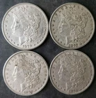 Lot of Four 1879 $1 Morgan Silver Dollars