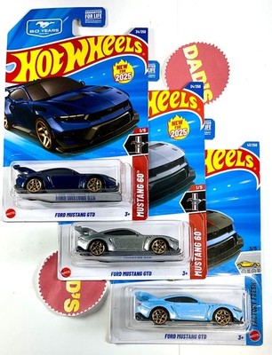 Hot Wheels 2025/2026 Ford Mustang GTD Blue, Silver, Baby Blue 60th Lot 3