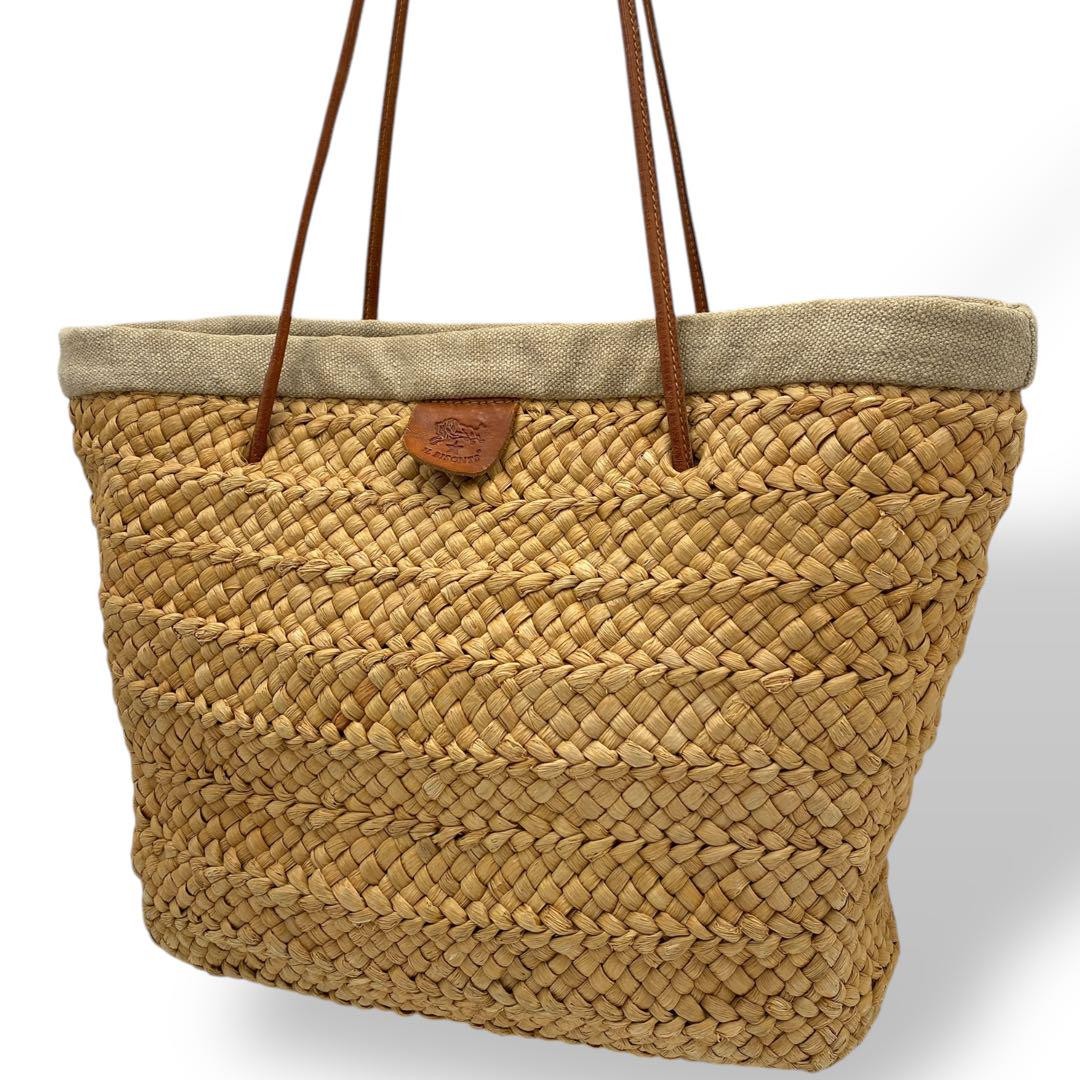 Il Bisonte Leather Basket Tote Bag with Handles A4 Size Shoulder Bag
