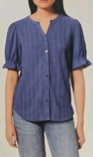 Cable & Gauge Womens Blue Textured Crinkle, B...