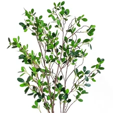 Fake Italian Ficus Branch 4 Pcs, Artificial Plant 43.3 Inch Faux Greenery Ste...