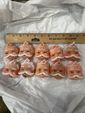 Lot of 10 Santa Claus 2" Rubber Face Blue Eyes Vintage Doll Plastic Japan Hong K