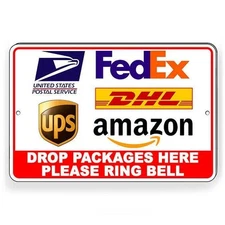 Deliveries Drop Packages Here Please Ring Bell Sign / Decal   /  Usps Si265 /