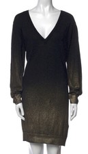 NEW Versace Collection Shift Dress V-Neck Mini Black Gold Metallic IT-50 Italy